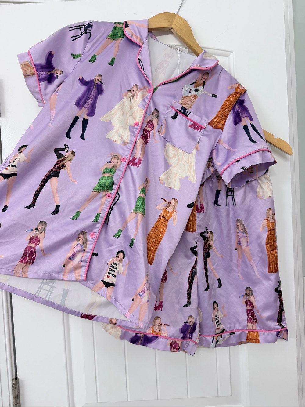 Taylor Swift Inspired Satin Pajama Set Lavender Youth Child XL Swiftie Sleepwear - Picture 9 of 9